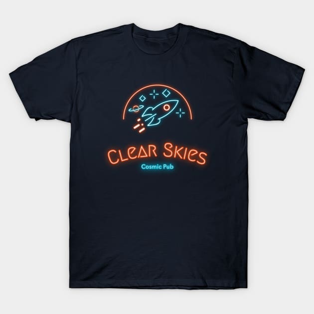 Clear Skies Cosmic Pub T-Shirt by TenkenNoKaiten